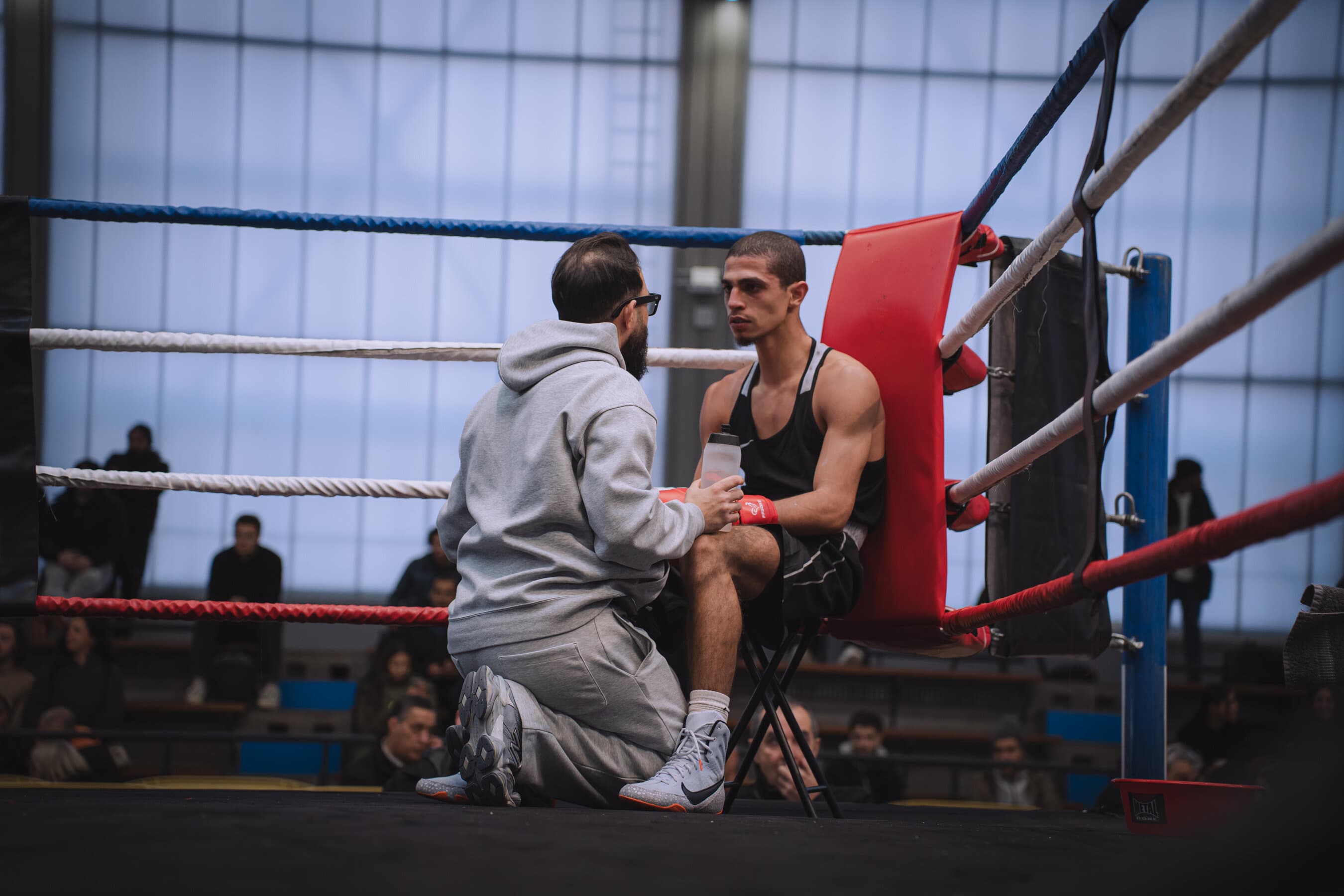 Entre deux rounds, avec mon coach